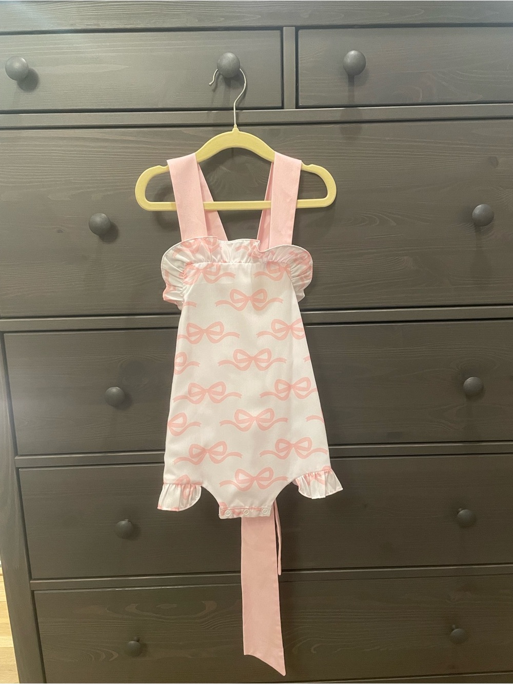 The Smocked Flamingo Pink Bow Sunsuit